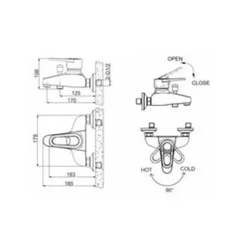 Смеситель для ванны BRAVAT LOOP, с коротким изливом