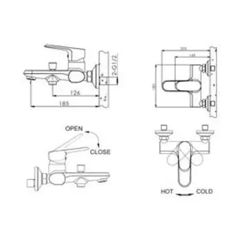 Смеситель для ванны BRAVAT PURE, с коротким изливом