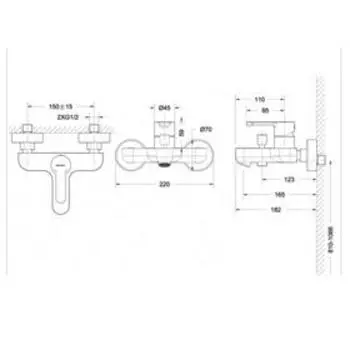Смеситель для ванны BRAVAT Stream F63783C-01A, однорычажный, с коротким изливом, хром
