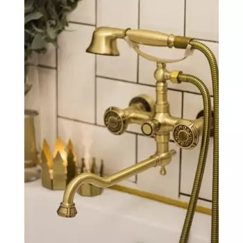 Смеситель для ванны Bronze de Luxe ROYAL 10119D, душевой набор, излив 250 мм, латунь, бронза 10038