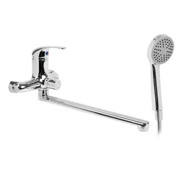 Смеситель для ванны "Центр Сантехники" 43834, однорычажный, плоский излив, с душевым набором, латунь