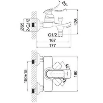 Смеситель для ванны D&K Bayern.Liszt DA1233201, однорычажный, хром