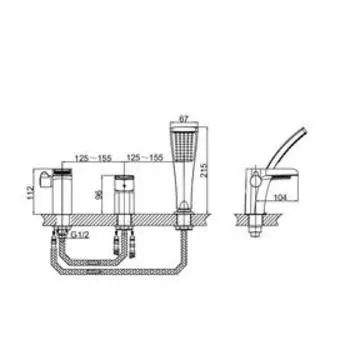 Смеситель для ванны D&K Berlin Freie DA1434201, однорычажный, встраиваемый, хром