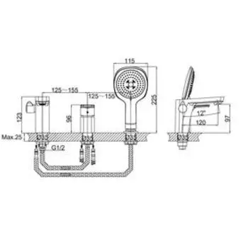 Смеситель для ванны D&K Berlin Technische DA1434915, однорычажный, встраиваемый, хром/черный 56649
