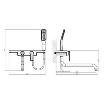 Смеситель для ванны D K Berlin Technische DA1453315, однорычажный, хром/черный