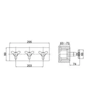 Смеситель для ванны D&K Hessen Goethe DA1384841, трехвентильный, встраиваемый, хром