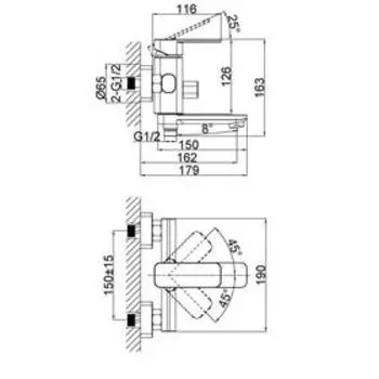 Смеситель для ванны D&K Rhein Altportel DA1333201, короткий излив, хром