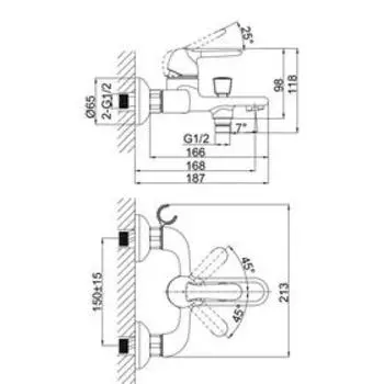 Смеситель для ванны D&K Rhein Ambrosius DA1343201, однорычажный, хром
