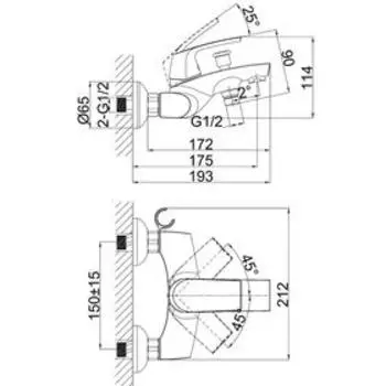 Смеситель для ванны D&K Rhein Feuerbach DA1283201, однорычажный, хром