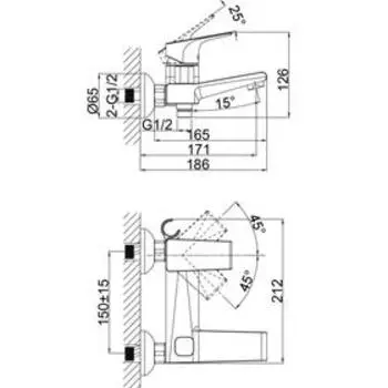 Смеситель для ванны D&K Rhein Hertz DA1293201, однорычажный, хром