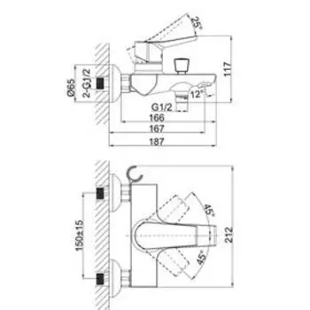 Смеситель для ванны D&K Rhein Mosel DA1263201, однорычажный, хром