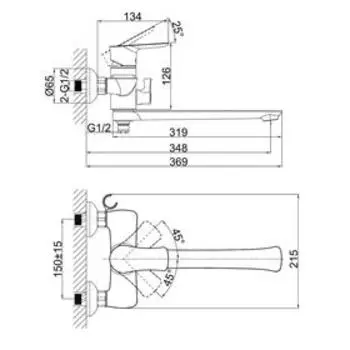 Смеситель для ванны D&amp;K Rhein Reisling DA1273301, однорычажный, хром
