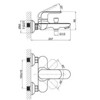 Смеситель для ванны D&K Venice Gondola DA1023201, однорычажный, хром