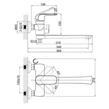 Смеситель для ванны D&K Venice.Gondola DA1023301, однорычажный, хром