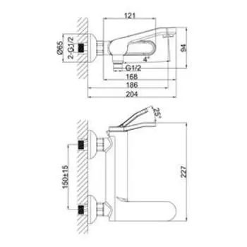 Смеситель для ванны D&K Venice Rialto DA1063241, однорычажный, хром