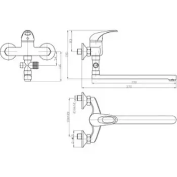 Смеситель для ванны DEVIDA ENZO DVL0322-04, однорычажный, поворотный излив, хром