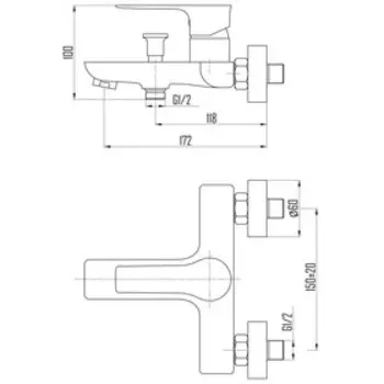 Смеситель для ванны DEVIDA ZUTTO-NERO DVS1224-14N, однорычажный, литой излив, черный