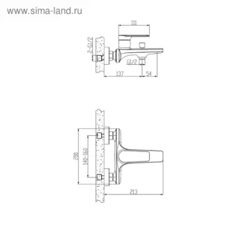 Смеситель для ванны Esko Baku BK 54 с коротким изливом, без аксессуаров, цвет хром