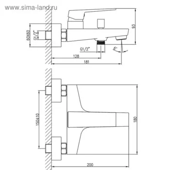 Смеситель для ванны Esko Berlin BR 54, с коротким изливом без аксессуаров, цвет хром