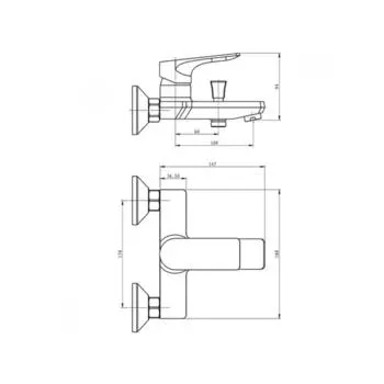 Смеситель для ванны ESKO EIGER EG 54, с коротким изливом, цвет хром