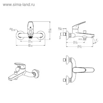 Смеситель для ванны Esko Palermo PE 54, с коротким изливом, без аксессуаров, цвет хром