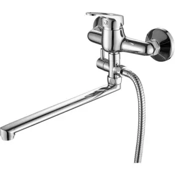 Смеситель для ванны Fashun A2113, однорычажный, излив 270 мм, с душевым набором, хром