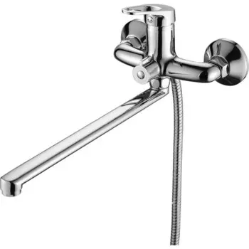 Смеситель для ванны Fashun A2213, однорычажный, излив 370 мм, с душевым набором, хром