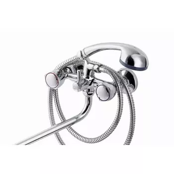 Смеситель для ванны FAUZT FZs-471-17, двухвентильный, излив 340 мм, лейка, хром