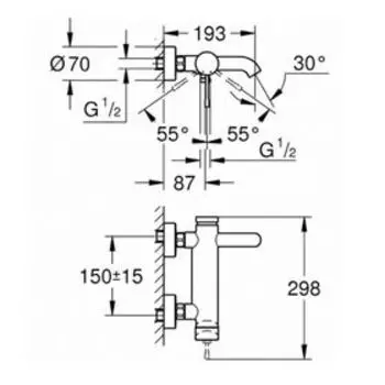 Смеситель для ванны GROHE Essence+