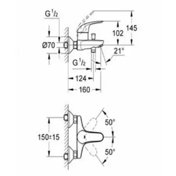 Смеситель для ванны GROHE Euroeco