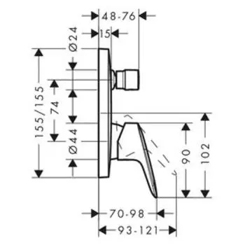 Смеситель для ванны Hansgrohe Logis 71405000, внешняя часть к Ibox Universal