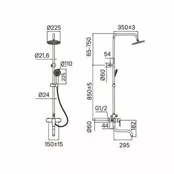 Смеситель для ванны IDDIS 001SB3Fi06, с верхним душем и изливом, хром