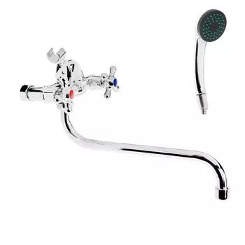 Смеситель для ванны Istok life Standard=0402.714, двухвентильный, с длинным изливом, хром