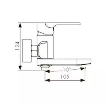 Смеситель для ванны KAISER Linear 59022, однорычажный, длина излива 105 мм, хром
