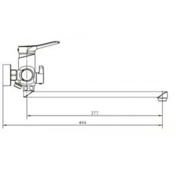 Смеситель для ванны KAISER Sena 74055, однорычажный, излив 377 мм, с душевым набором, хром