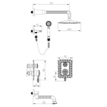 Смеситель для ванны Lemark Jasmine LM6622ORB, однорычажный, тропический душ, черная бронза