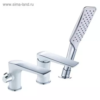 Смеситель для ванны Lemark LM5945CW, встраиваемый, на 3 отверстия, цвет хром/белый
