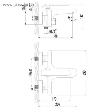 Смеситель для ванны Lemark Melange LM4914CW