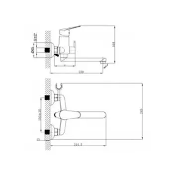 Смеситель для ванны Lemark Partner LM6513C, однорычажный, излив 230 мм, цвет хром