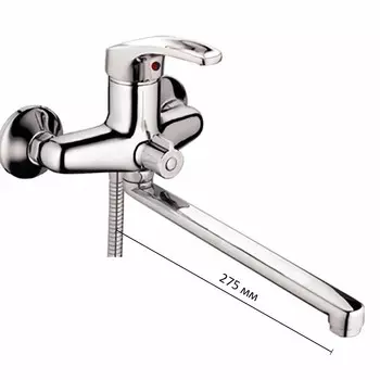 Смеситель для ванны Ligeya L2104, однорычажный, излив 275 см, хром