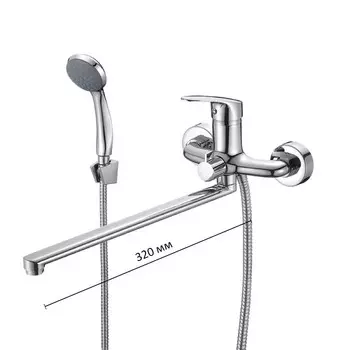 Смеситель для ванны Milardo Simp SIMSB02M10, однорычажный, плоский поворотный излив 320 мм