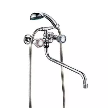 Смеситель для ванны "ПСМ-Профсан" PSM-156-65, двухвентильный, душевой набор, хром