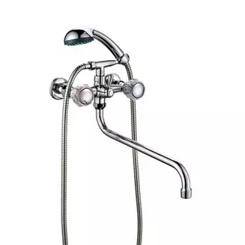 Смеситель для ванны "ПСМ-Профсан" PSM-157-65, двухвентильный, душевой набор, хром