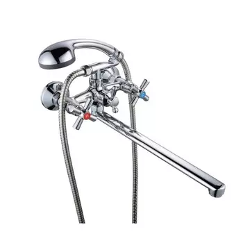 Смеситель для ванны "РМС" SL138-143P, излив 350 мм, душевой набор, цинк, хром