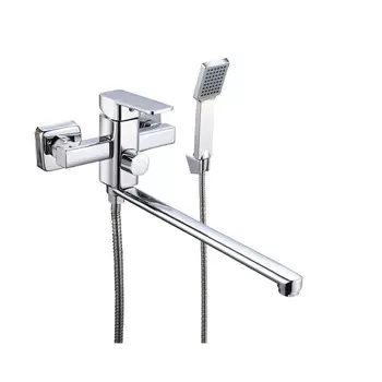 Смеситель для ванны "РМС" SL144-006E, излив 350 мм, душевой набор, цинк, хром