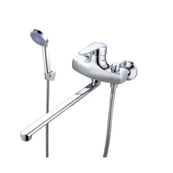 Смеситель для ванны "РМС" SL50-006E-1, излив 350 мм, душевой набор, цинк, хром