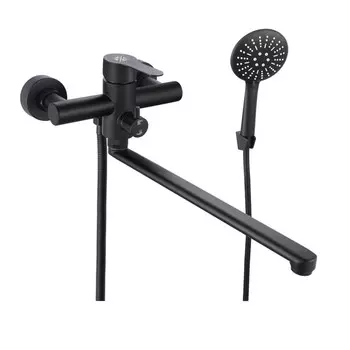 Смеситель для ванны "РМС" SUS124BL-006EP, излив 350 мм, душевой набор, нержавеющая сталь