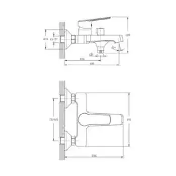 Смеситель для ванны RUSH Balearic BA3935-44, однорычажный, короткий излив, хром