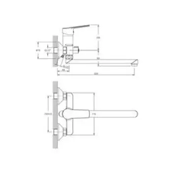 Смеситель для ванны RUSH Balearic BA3935-51, однорычажный, длинный излив, хром