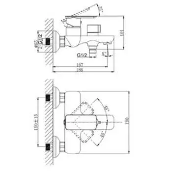 Смеситель для ванны RUSH Bruny BR4335-44, однорычажный, короткий излив, хром